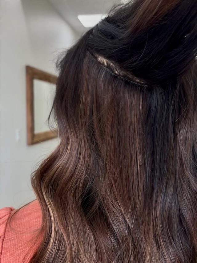 Brunette Weft Install, extensions